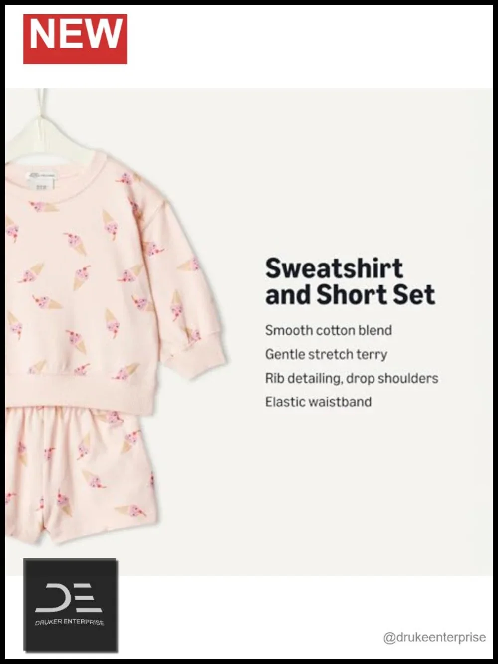 Unisex Toddler Kids Oversized French Terry Sweatshirt and Shorts Play Set